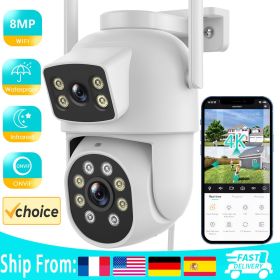 Outdoor Wireless Security IP Camera 4K 8MP HD Dual Lens External Wifi PTZ Camera Auto Tracking Street Surveillance Camera iCsee