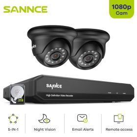 SANNCE 8CH CCTV System 1080P DVR 2PCS 2MP IR Weatherproof Outdoor Video Surveillance Home Security Camera System 8CH DVR Kit (Build-in HDD: 1T)
