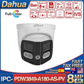 Original Dahua 2x4MP IP Camera IPC-PDW3849-A180-AS-PV TiOC Duo Splicing Fixed-focal WizSense CCTV Surveillance Network Camera (Focus: 2.8mm, Sensor Size: 8MP White)