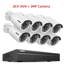 SANNCE 8CH 8MP POE NVR Kit CCTV Security System 8MP/5MP/3MP IR IP66 Outdoor IP Camera Plug&Play 8Pcs Video Surveillance System (Color: 8PCS 3MP, Build-in HDD: 2T)