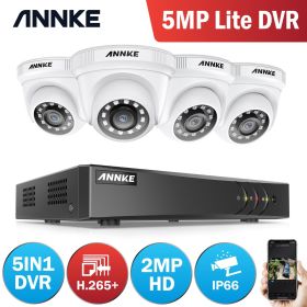 ANNKE 1080P 8CH CCTV Camera DVR System 4pcs IP66 Waterproof 2.0MP HD-TVI White Dome Cameras Home Video Surveillance Kit (Build-in HDD: 4T)