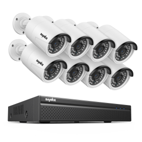 SANNCE 5MP 8CH CCTV Video Security Outdoor Night vision Waterproof IP Camera Control Surveillance System POE H.264+ 8CH NVR Kit (Color: 8Pcs 5MP Camera, Build-in HDD: nan)