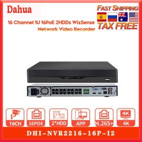 Dahua NVR2216-16P-I2 16CH NVR 16CH 1U 16POE 2HDDs WizSense 12MP Resolution Face Recognition WizSense 4K Network Video Recorder (Video Input: 16CH, Build-in HDD: 2T)