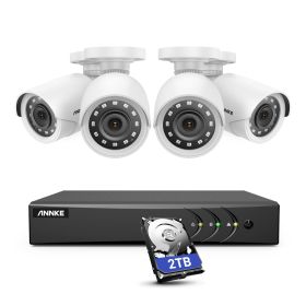 ANNKE 8CH 2MP HD Video Surveillance System H.265+ 5in1 5MP Lite DVR 4PCS 1080P Bullet Outdoor Weatherproof Security Cameras CCTV (Color: 2T)