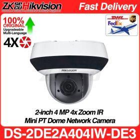 Hikvision PTZ 4MP IP Camera DS-2DE2A404IW-DE3 IR PoE Security Camera Built-in MIC 4X Optical Zoom 2.8-12MM Video Surveillance (Focus: 2.7-13.5mm, Sensor Size: Original No WIFI)
