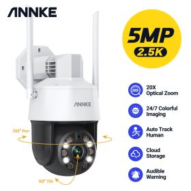 Annke 5MP PTZ Wifi IP Camera H.265 Outdoor AI Human Auto Tracking 20X Zoom IP Camera Two Way Audio Security Protection (Sensor Size: Wifi Camera)