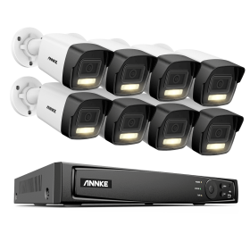 Annke 8CH 8MP NVR Dual Light Audio Fixed Bullet Camera Human Vehicle Detection HD IP Security Camera Poe CCTV Video Surveillance (Color: 8CH 8Pcs Kits I51EL, Build-in HDD: 4T)
