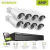 SANNCE 8MP Outdoor Surveillance Camera Smart IR Night Vision Two Way Voice Security Protection Camera CCTV System Remote Monitor