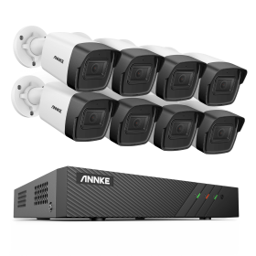 ANNKE 5MP H.265+ Super HD PoE Network Video Security System 8pcs Waterproof Outdoor POE IP Cameras White Dome PoE Camera Kit (Color: 8CH NVR 8PCS Camera, Build-in HDD: nan)