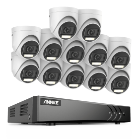 ANNKE 16CH 5MP Lite Security Camera System H.265+ DVR Surveillance 5MP PIR Outdoor Dome Cameras IP67 Weatherproof Security Kit (Color: 16CH 12PCS Kit, Build-in HDD: nan)